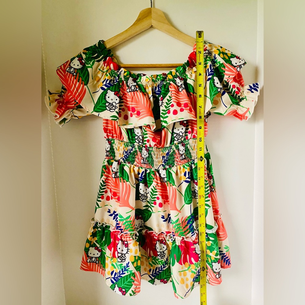 Hello Kitty and Friends Girls Off Shoulder Tropical Print Dress 9Y SHEIN X - Picture 5 of 16